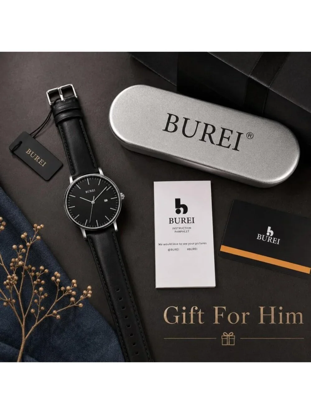 Men's Silver Black Ultra Thin Minimalist Analog Waterproof Casual Wrist Watch